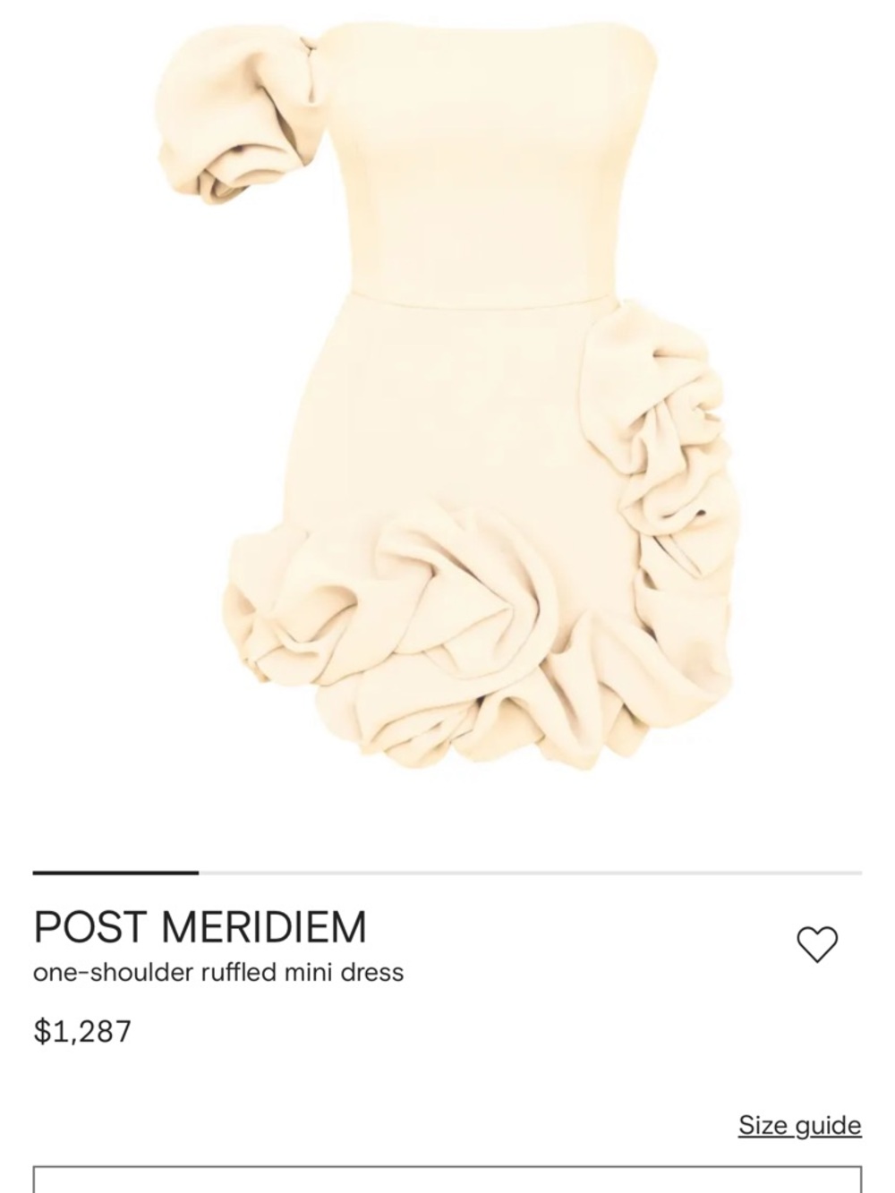 One-Shoulder Ivory Ruffle Mini Dress - Picture 3 of 3